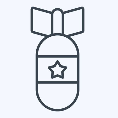 Simgesel Atom Bombası. Silah sembolüyle ilgili. Sıra tarzı. Basit dizayn edilebilir. Basit resimleme