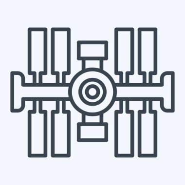 Simge Uzay İstasyonu. Uydu sembolüyle ilgili. Sıra tarzı. Basit dizayn edilebilir. Basit resimleme