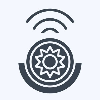 Simge Işığı Algılayıcı. Smart Home sembolüyle ilgili. Kabartma tarzı. Basit dizayn edilebilir. Basit resimleme
