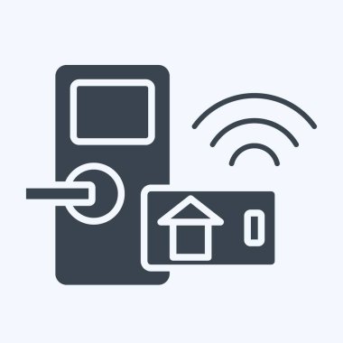 Simge Gigital Kapı Kilidi. Smart Home sembolüyle ilgili. Kabartma tarzı. Basit dizayn edilebilir. Basit resimleme