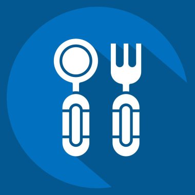 Simge çatal bıçak takımı. Anaokulu sembolüyle ilgili. Uzun gölge tarzı. Basit dizayn edilebilir. Basit resimleme