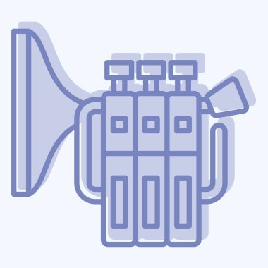 Simge Trompeti. Anaokulu sembolüyle ilgili. İki ton stili. Basit dizayn edilebilir. Basit resimleme