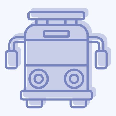 Icon Okul Otobüsü. Anaokulu sembolüyle ilgili. İki ton stili. Basit dizayn edilebilir. Basit resimleme