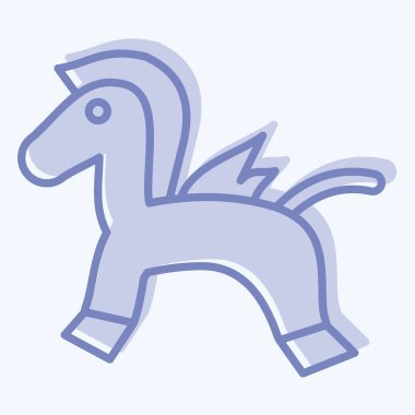 İkon Sallanan At. Anaokulu sembolüyle ilgili. İki ton stili. Basit dizayn edilebilir. Basit resimleme