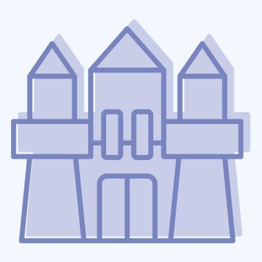 Simge Kalesi. Anaokulu sembolüyle ilgili. İki ton stili. Basit dizayn edilebilir. Basit resimleme