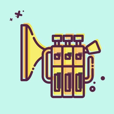 Simge Trompeti. Anaokulu sembolüyle ilgili. MBE tarzı. Basit dizayn edilebilir. Basit resimleme