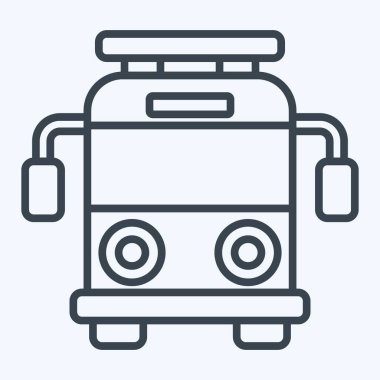 Icon Okul Otobüsü. Anaokulu sembolüyle ilgili. Sıra tarzı. Basit dizayn edilebilir. Basit resimleme