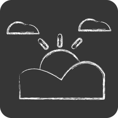 Simge Günbatımı. Kenya sembolüyle ilgili. Tebeşir stili. Basit dizayn edilebilir. Basit resimleme