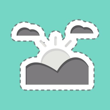 Etiket çizgisi Sunset 'i kesti. Kenya sembolüyle ilgili. Basit dizayn edilebilir. Basit resimleme