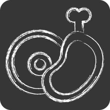 Simge Et. Piknik sembolüyle ilgili. Tebeşir stili. Basit dizayn edilebilir. Basit resimleme