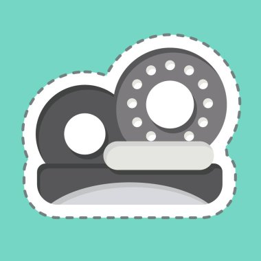 Çıkartma çizgisi Donut 'ı kesti. Piknik sembolüyle ilgili. Basit dizayn edilebilir. Basit resimleme