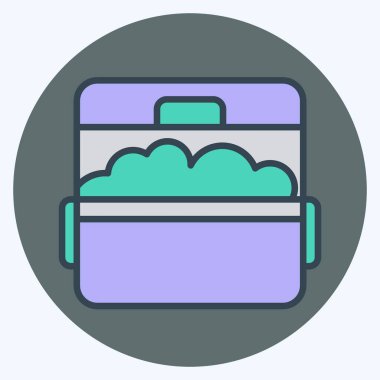 Icon Buz Kovası. Piknik sembolüyle ilgili. renk arkadaşı stili. Basit dizayn edilebilir. Basit resimleme