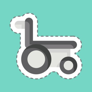 Etiket çizgisi tekerlekli sandalyeyi kesti. Tıbbi sembolle ilgili. Basit dizayn edilebilir. Basit resimleme