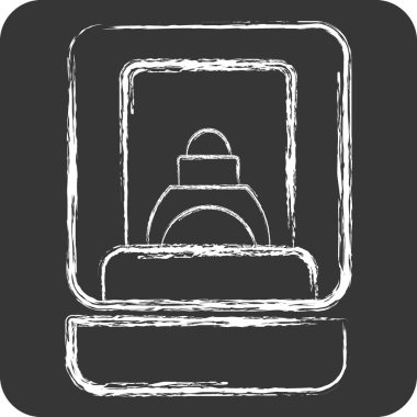 Simge Yüzük Kutusu. Mücevher sembolüyle ilgili. Tebeşir stili. Basit dizayn edilebilir. Basit resimleme