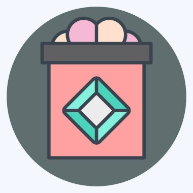 Simge Hediyesi. Mücevher sembolüyle ilgili. renk arkadaşı stili. Basit dizayn edilebilir. Basit resimleme