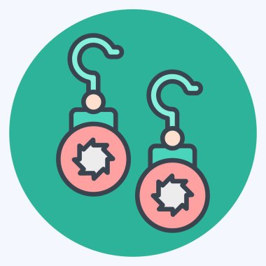 İkon küpeler. Mücevher sembolüyle ilgili. renk arkadaşı stili. Basit dizayn edilebilir. Basit resimleme