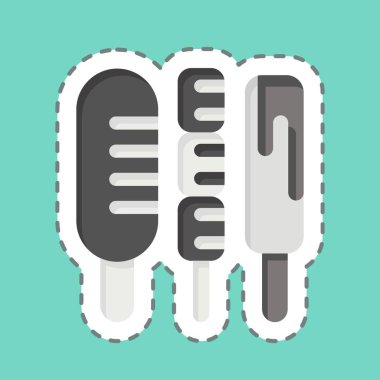 Çıkartma çizgisi sosisi kesti. Fast Food sembolüyle ilgili. Basit dizayn edilebilir. Basit resimleme