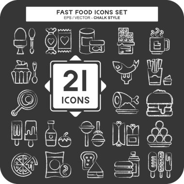 Simge Hazır Fast Food. Restoran sembolüyle ilgili. Tebeşir stili. Basit dizayn edilebilir. Basit resimleme