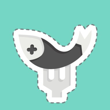 Çıkartma çizgisi Fish 'i kesti. Fast Food sembolüyle ilgili. Basit dizayn edilebilir. Basit resimleme