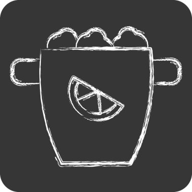 Icon Buz Kovası. Kokteyllerle ilgili, içki sembolü. Tebeşir stili. Basit dizayn edilebilir. Basit resimleme