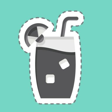 Etiket çizgisi Tom Collins 'i kesti. Kokteyllerle ilgili, içki sembolü. Basit dizayn edilebilir. Basit resimleme