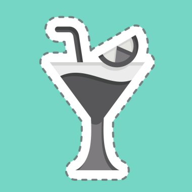 Çıkartma çizgisi Martini 'yi kesti. Kokteyllerle ilgili, içki sembolü. Basit dizayn edilebilir. Basit resimleme