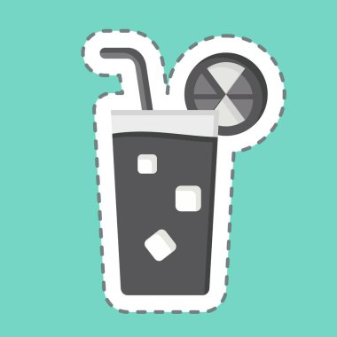 Çıkartma çizgisi Long Island 'ı kesti. Kokteyllerle ilgili, içki sembolü. Basit dizayn edilebilir. Basit resimleme