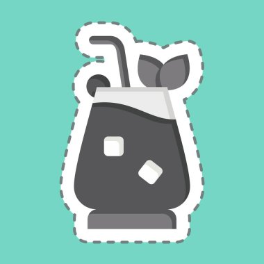 Çıkartma çizgisi Mai Tai 'yi kesti. Kokteyllerle ilgili, içki sembolü. Basit dizayn edilebilir. Basit resimleme