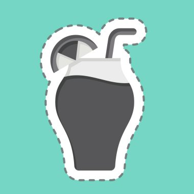 Çıkartma çizgisi Cocktail 'i kesti. Kokteyllerle ilgili, içki sembolü. Basit dizayn edilebilir. Basit resimleme