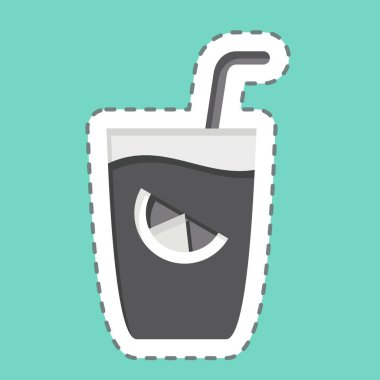 Çıkartma çizgisi Gin Tonik 'i kesti. Kokteyllerle ilgili, içki sembolü. Basit dizayn edilebilir. Basit resimleme