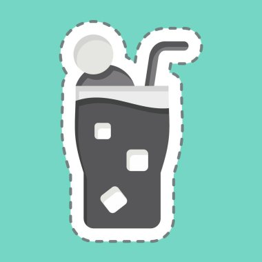 Etiket çizgisi Mavi Hawaii 'yi kesti. Kokteyllerle ilgili, içki sembolü. Basit dizayn edilebilir. Basit resimleme