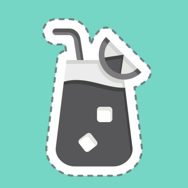 Etiket çizgisi Blue Lagoon 'u kesti. Kokteyllerle ilgili, içki sembolü. Basit dizayn edilebilir. Basit resimleme