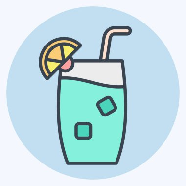 İkon Tom Collins. Kokteyllerle ilgili, içki sembolü. renk arkadaşı stili. Basit dizayn edilebilir. Basit resimleme