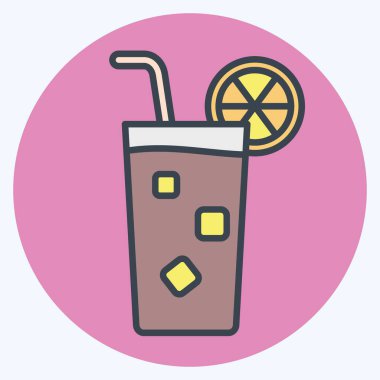 Long Island ikonu. Kokteyllerle ilgili, içki sembolü. renk arkadaşı stili. Basit dizayn edilebilir. Basit resimleme