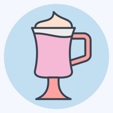 Icon İrlanda Kahvesi. Kokteyllerle ilgili, içki sembolü. renk arkadaşı stili. Basit dizayn edilebilir. Basit resimleme