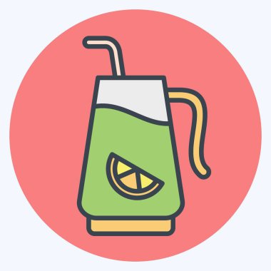 Simge İçirilmiş Su. Kokteyllerle ilgili, içki sembolü. renk arkadaşı stili. Basit dizayn edilebilir. Basit resimleme