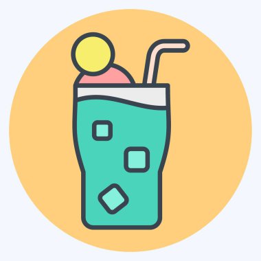 İkon mavisi Hawaii. Kokteyllerle ilgili, içki sembolü. renk arkadaşı stili. Basit dizayn edilebilir. Basit resimleme