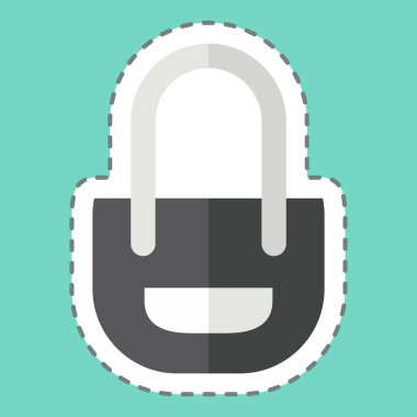 Etiket çizgisi Totebag 'i kesti. Moda sembolüyle ilgili. Basit dizayn edilebilir. Basit resimleme