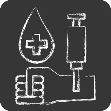 Icon Matkap Kanı. Kan bağışı sembolüyle ilgili. Tebeşir stili. Basit dizayn edilebilir. Basit resimleme