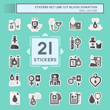 Çıkartma çizgisi Kan Bağışı Ayarla 'yı kesti. İnsanlık sembolüyle ilgili. Basit dizayn edilebilir. Basit resimleme