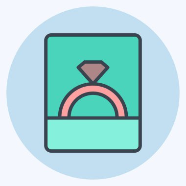 Simge Nişan Yüzüğü. Yüzük sembolü ile ilgili. renk arkadaşı stili. Basit dizayn edilebilir. Basit resimleme