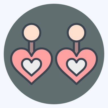 İkon küpeler. Yüzük sembolü ile ilgili. renk arkadaşı stili. Basit dizayn edilebilir. Basit resimleme