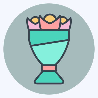 Simge Buketi. Yüzük sembolü ile ilgili. renk arkadaşı stili. Basit dizayn edilebilir. Basit resimleme