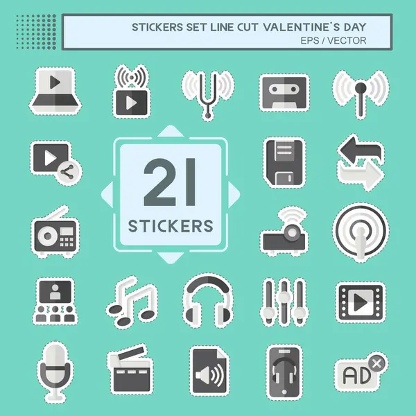 Çıkartma satırı kes Podcast 'i ayarla. Müzik sembolüyle ilgili. Basit dizayn edilebilir. Basit resimleme