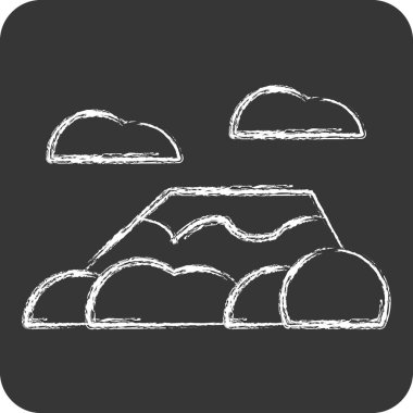 Kilimanjaro Dağı ikonu. Kenya sembolüyle ilgili. Tebeşir stili. Basit dizayn edilebilir. Basit resimleme