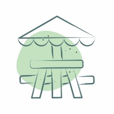Simgesel Piknik Masası. Piknik sembolüyle ilgili. Renkli Leke Biçimi. Basit dizayn edilebilir. Basit resimleme
