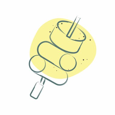 Icon Marshmallow. Piknik sembolüyle ilgili. Renkli Leke Biçimi. Basit dizayn edilebilir. Basit resimleme