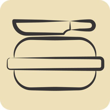 Simge turtası. Piknik sembolüyle ilgili. El çizimi tarzı. Basit dizayn edilebilir. Basit resimleme