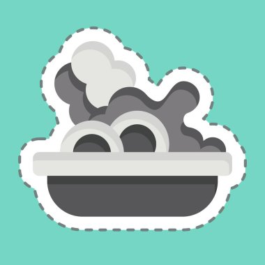 Çıkartma çizgisi salatayı kesti. Piknik sembolüyle ilgili. Basit dizayn edilebilir. Basit resimleme