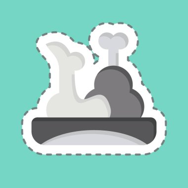 Çıkartma çizgisi Tavuk Bacağı 'nı kesti. Piknik sembolüyle ilgili. Basit dizayn edilebilir. Basit resimleme